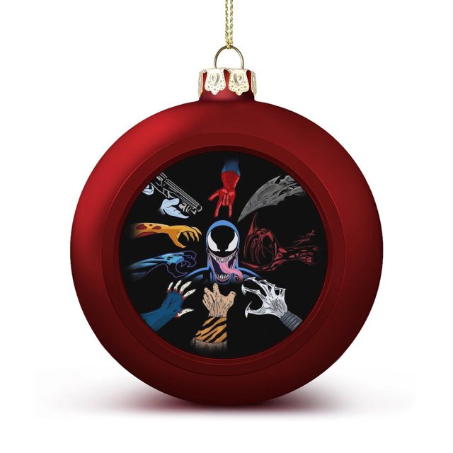 SpiderMan Venom Enemies Christmas Ball Ornaments for Tree,Red and