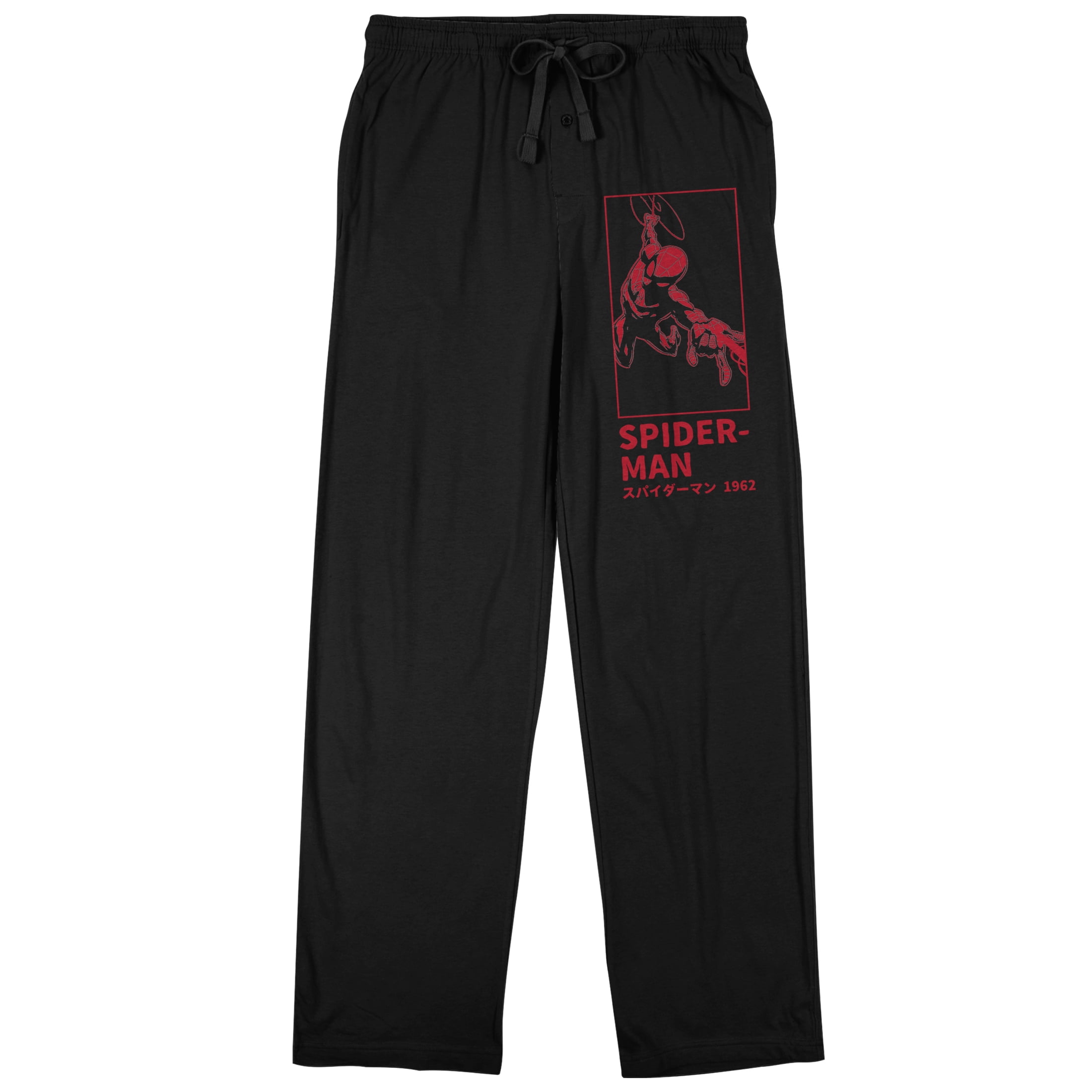 Spider-Man Web Swinging Men's Black Sleep Pajama Pants-XX