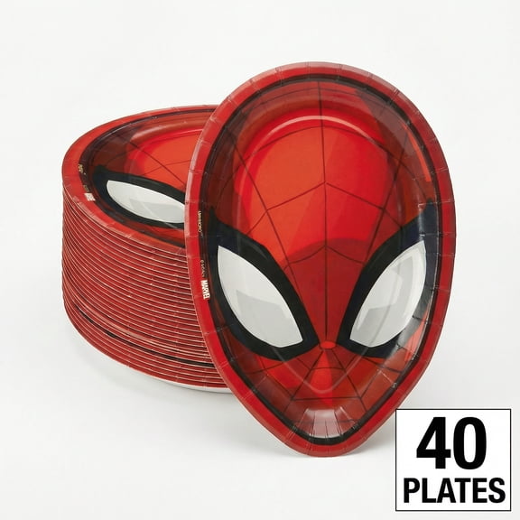 Amscan Spider-Man Webbed Wonder Shaped Disposable Paper Party Plates 40 Count 7 Inch