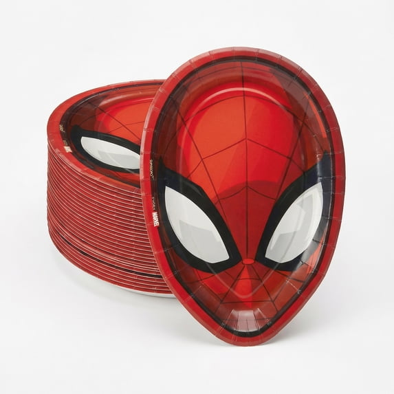 Amscan Spider-Man Webbed Wonder Shaped Disposable Paper Party Plates 80 Count 7 Inch