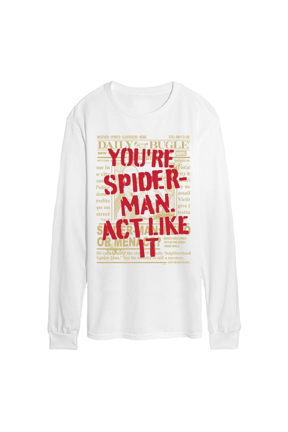 - You're Spiderman, Act Like It Newspaper - Men's Long Sleeve Graphic T-Shirt