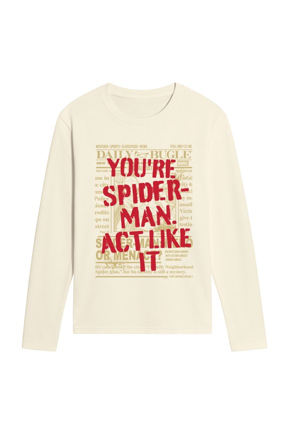 - You're Spiderman, Act Like It Newspaper - Men's Long Sleeve Graphic T-Shirt