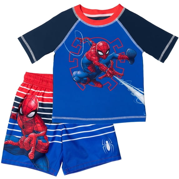 Spider-Man by Marvel Pullover Rash Guard and Swim Trunks Outfit Set (Boy's), Sizes 7-8