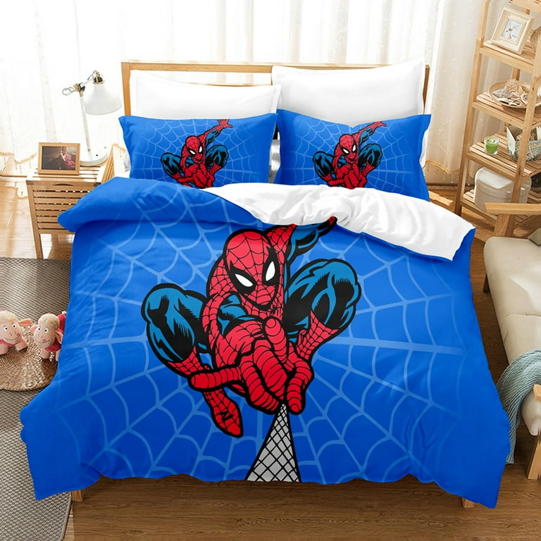 Spider-Man cartoon three-piece set, including quilt cover and