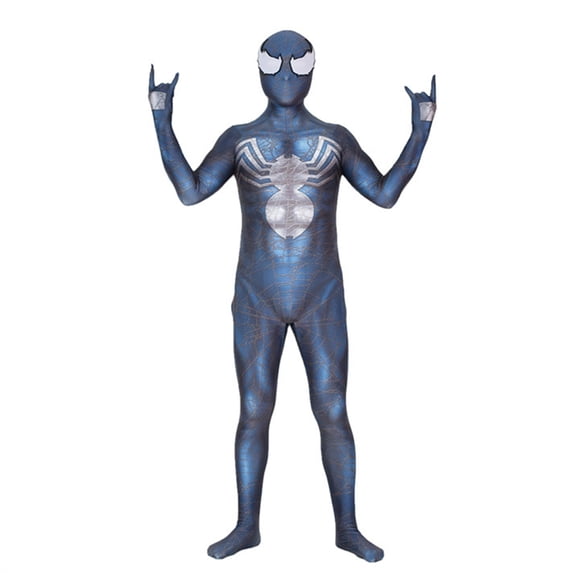 Spiderkind Suit Adult Men B'o'y, Adult Spiderlike Cosplay Costume Jumpsuit, 3D Realistic Superhero Cosplay Onesie Mask Detachable Halloween Dress Up Theme Party Costume Outfit, Royal Blue, XL