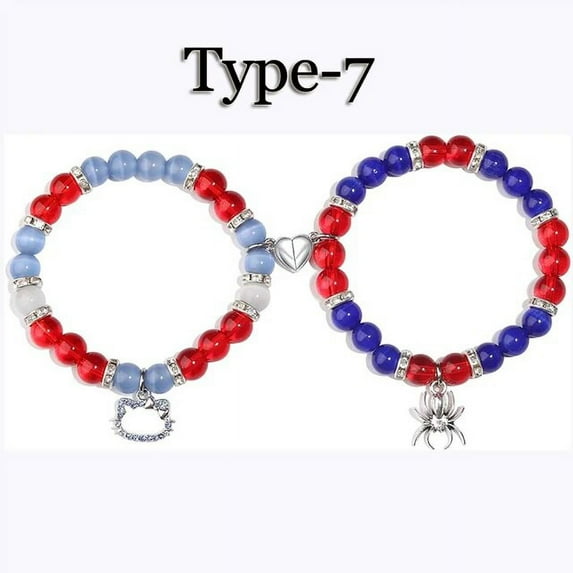 Spider Matching Friendship Bracelets for Best Friends Couples Spider Magnet Couple Charm Bracelet for BFF Sister Set of 2