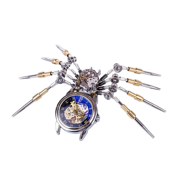 Spider Metal Model 3D Metal Puzzle Spider Clock Model Kit, DIY Steampunk Mechanical Timepiece Assembly, Working Desk Clock, Office Decor & Gift for Men Dad