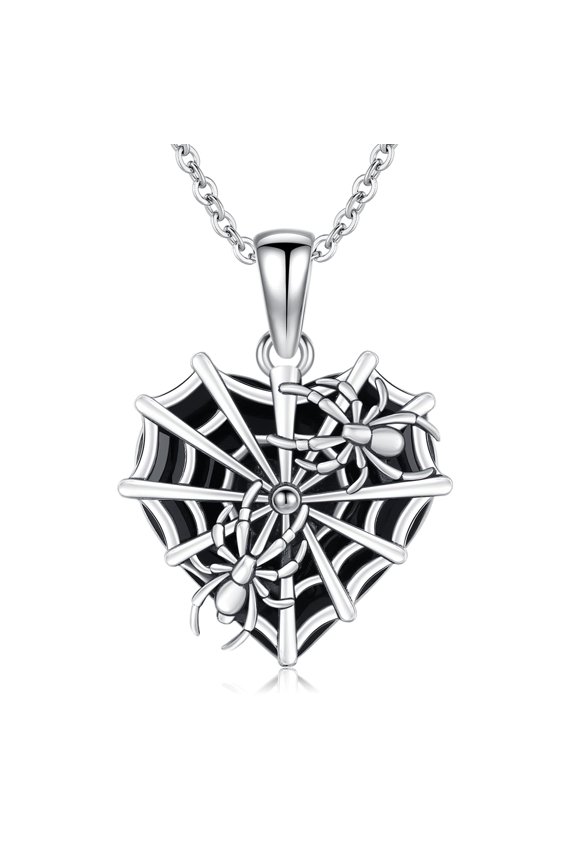 Spider Necklace for Women 925 Sterling Silver Cobweb Pendant Crystal Animal Pendant Gothic Jewelry Gift for Birthday Halloween