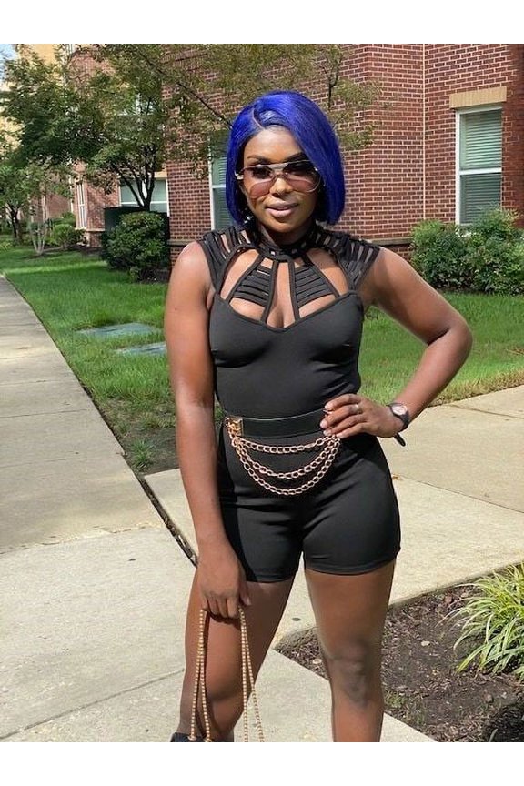 Spider Net Black Women's Romper - Size Small Only - 1 Piece Outfit, Trendy Short Sleeve Romper with Webbed Detailing