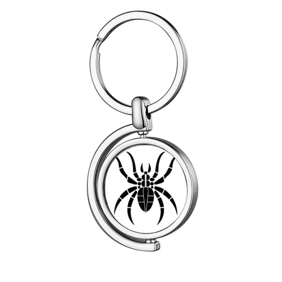 Spider Pattern Insect Black Illustration Rotating Keychain Metal Keyring Holder