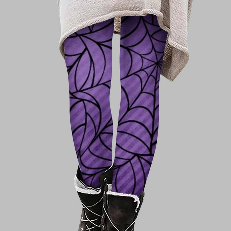 Spider Patterned Leggings for Women Fleece Lined Leggings For Women High  Waist Stretchy Warm Thermal Pants Elastic Leggings Pants Purple XL 