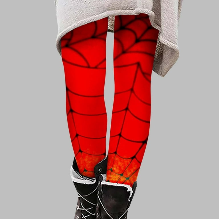 Spider Patterned Leggings for Women Fleece Lined Leggings For Women High  Waist Stretchy Warm Thermal Pants Elastic Leggings Pants Red M