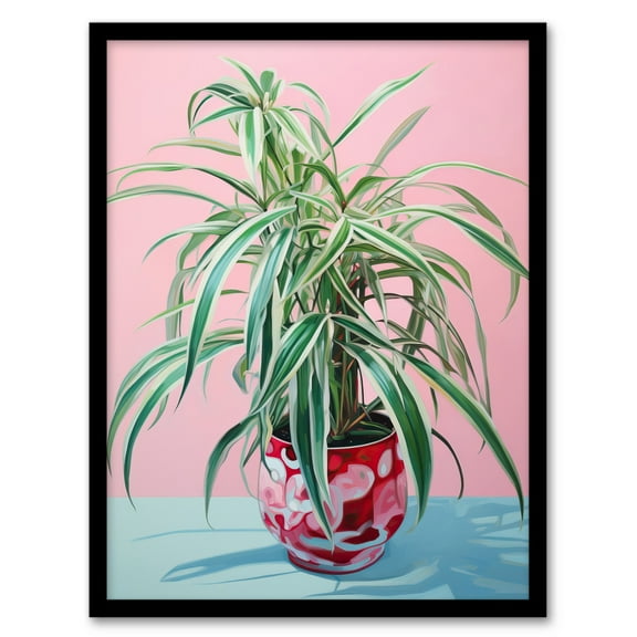 Spider Plant Lover Pink Green Blue Art Print Framed Poster Wall Decor 12x16 inch