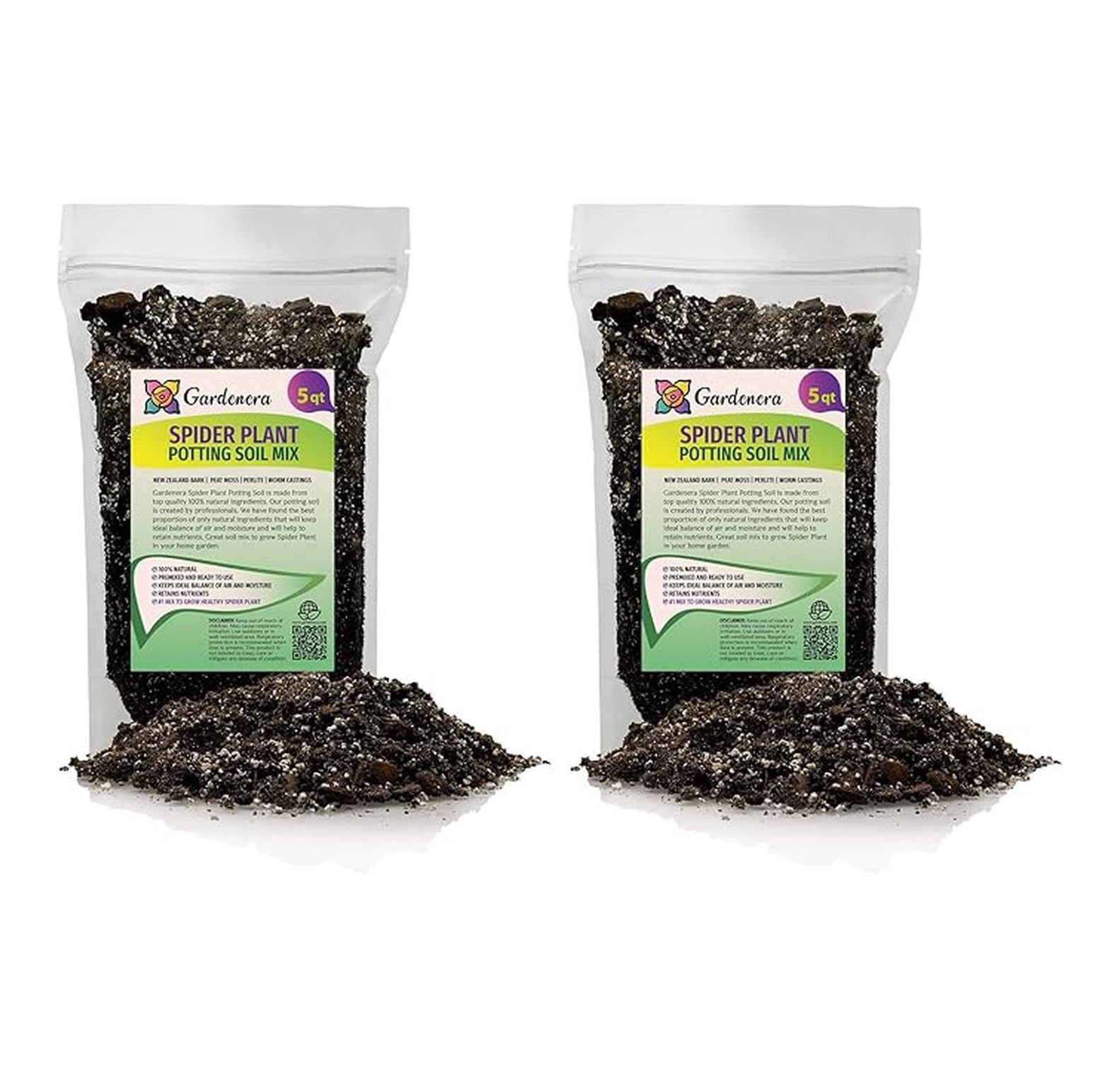 Spider Plant Potting Soil Mix (2 x 5 Quart Bags) - Premium Natural Blend for Healthy Growth, Superior Drainage, & Nutrient Retention - Indoor Houseplant Soil