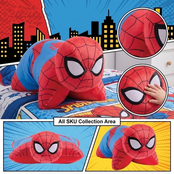 Spider Plush Stuffed Animal Toy – Soft Cuddly Superhero Body Pillow, Prone Pose Cuddle Doll for Kids Bedroom Decor, Sleeping Companion & Holiday Gift