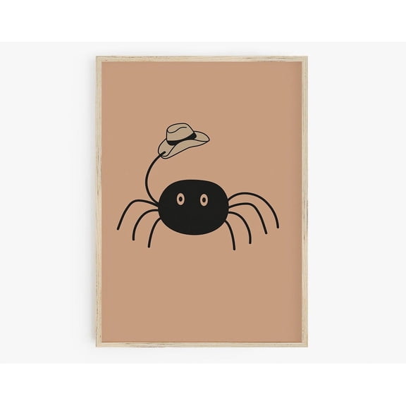 Spider Print, Spider Hat, Western Themed Decor, Line Art Print, Cute Spider Posters Wall Art, Modern Wall Decor, 16x24 UNFRAMED