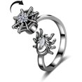thumbnail image 1 of Spider Punk Spinner Fidget Ring for Women Men Stress Relieving Spider Web Personalized CZ Crystal Open Adjustable Stress Relieving Ring Jewelry Gift, 1 of 3