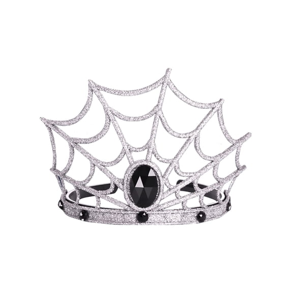 Spider Queen Crown Tiara - Silver Plastic Halloween Costume Headpiece for Cosplay, Masquerade & Party Decoration
