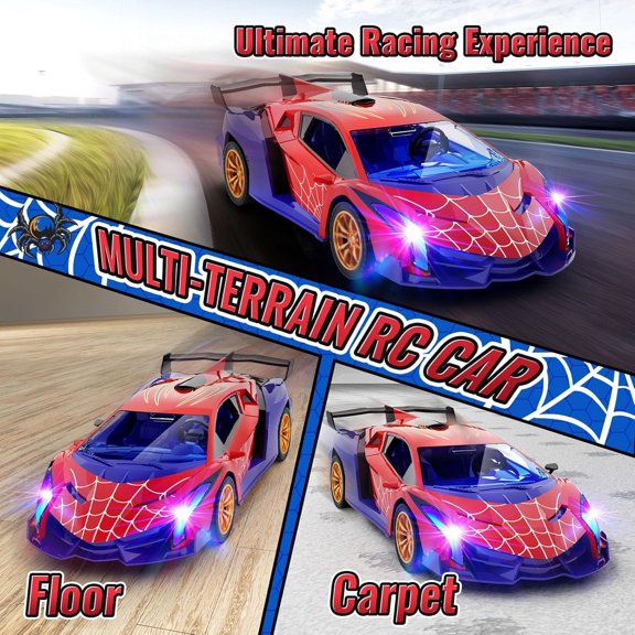 Waopuil Spider RC Car for Kids with Multi-Color Flash Lights & Drift Action, Remote Control Car for Kids with Realistic Cockpit