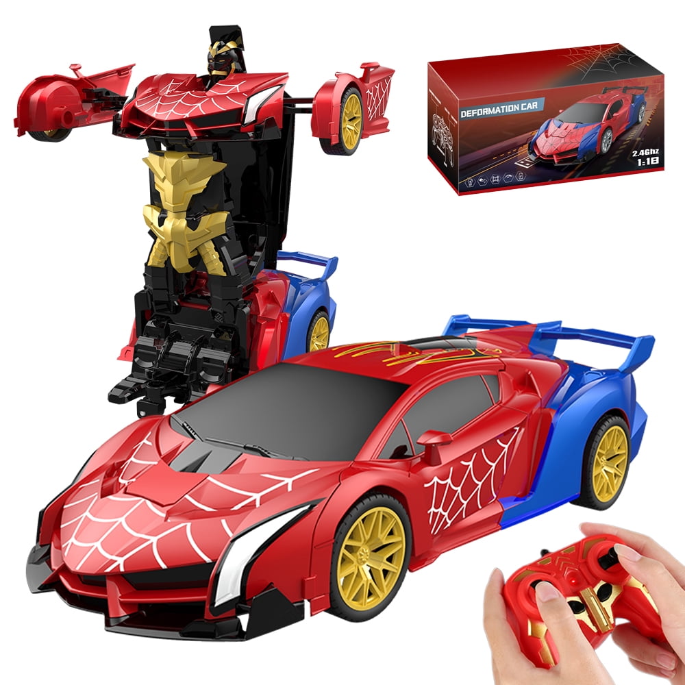 Spider RC Car Transform Robot, 2.4GHz Remote Control Spider Cars for Kids, 1:18 Scale Robot Toy Car One-Key Transformation, 360° Rotation, Auto Mode, Rechargeable Battery, Toys Gift for Boys