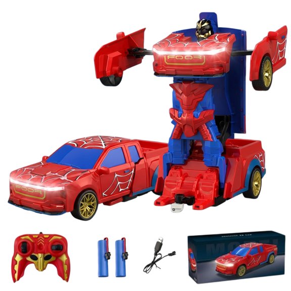 Spider RC Car Transform Robot, 2.4GHz Remote Control Spider Cars for Kids, Robot Toy Car W/One-Key Transformation, 360° Rotation, Auto Mode, Rechargeable Battery, Robot for Man Boys