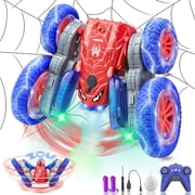 Spider Remote Control Car - 2.4Ghz 4WD RC Stunt Car with 360  Rotation Displays 4 LED Texts, Spray Function, LED Lights, Rechargeable Battery, for Boys and Girls