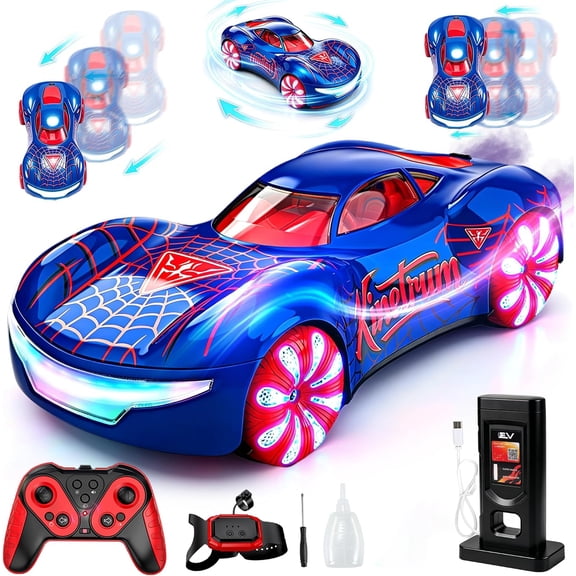 Spider Remote Control Car, 2.4Ghz Gesture Sensing RC Stunt Car with 360° Rotation, Light Spray