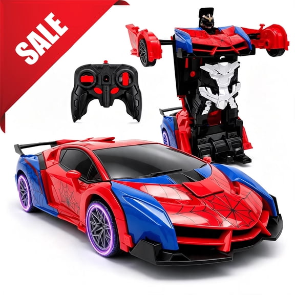 Spider Transform RC Cars for Boy Aged 3-8, 2.4Ghz Remote Control Car Transforming Robot,360 Rotation Transform Toys Gift