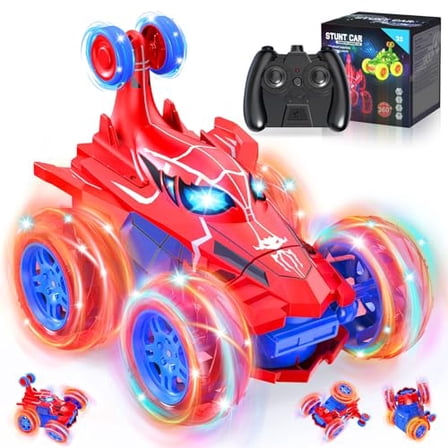 Spider Remote Control Car Toys for Boys- 360° Rotating RC Stunt Cars 4WD Monster Cars for Kids,2.4GHz Electric Vehicle Toy Car with LED Lights,Birthday Gift for 3 4 5 6 7 8 9 Year Old Boys