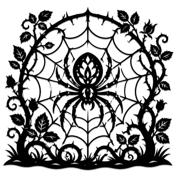 Spider and Rose Vines Metal Wall Art WallArt Decor Metal Outdoor Decor ...