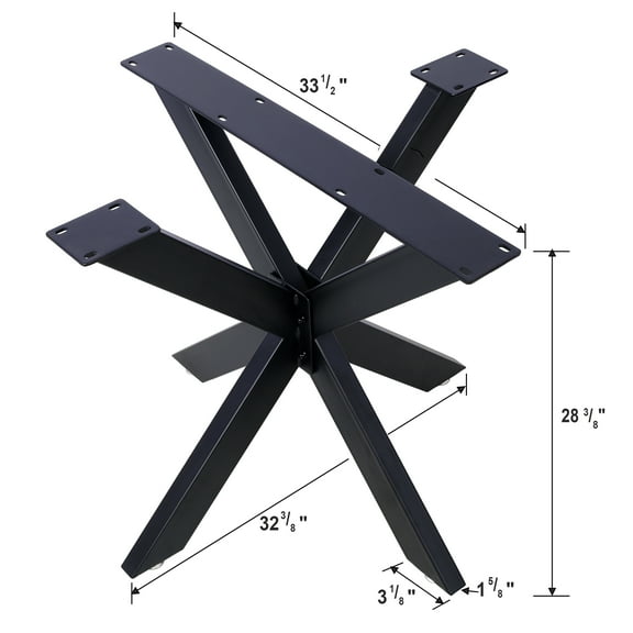 Spider Shaped Steel Table Legs,28"H x32"W x 33"D Metal Dining Table Frame,Heavy Duty Box Section Table Base,Black Country Industrial Style Metal Coffee Desk Legs Dining Legs-Spider-Shaped,