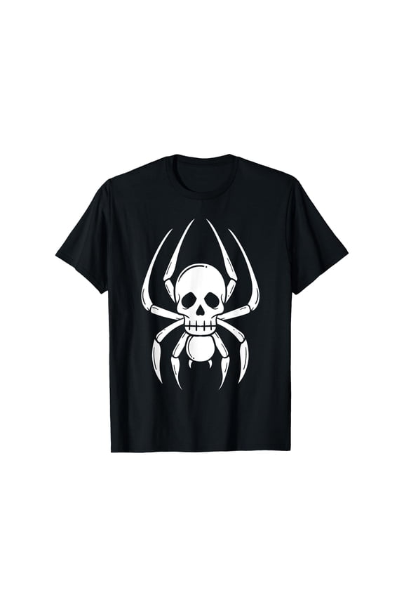 Spider Skull Graphic Tee T Shirt Top Skeleton Design Casual Short Sleeve Round Neck Black S-5XL