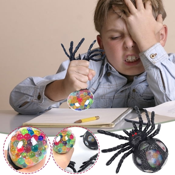 Spider Squishy, Sensory Stress Relief Squeeze Ball, Soft Bead Filled Squishy, Desk Accessory for Office Desk Study Break Themed Events