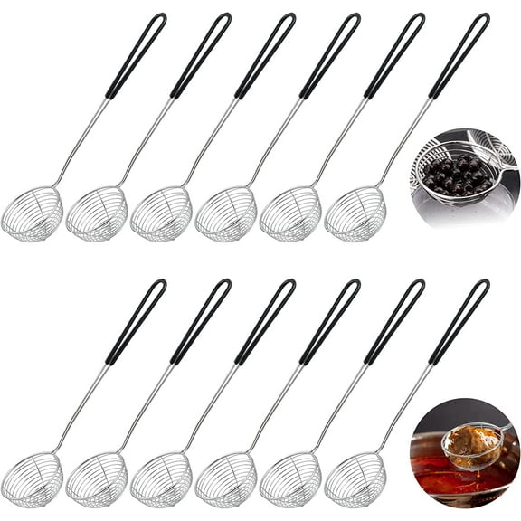 Spider Strainer, Set of 12-2.5 Inch Stainless Steel Fryer Scoop , Kitchen Spider Skimmer Strainer With Handle, For Cooking Deep Fryer, Pasta, Egg,Fat