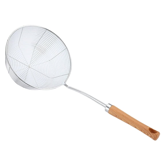 Spider Strainer, Skimmer Spoons, Spider Strainer Skimmer Ladle for Cooking and Frying, Cooking Utensils Frying Spoon with Wooden Handle, Wire Slotted Spoon for Kitchen, 1 Pcs, 16.65x6.89"
