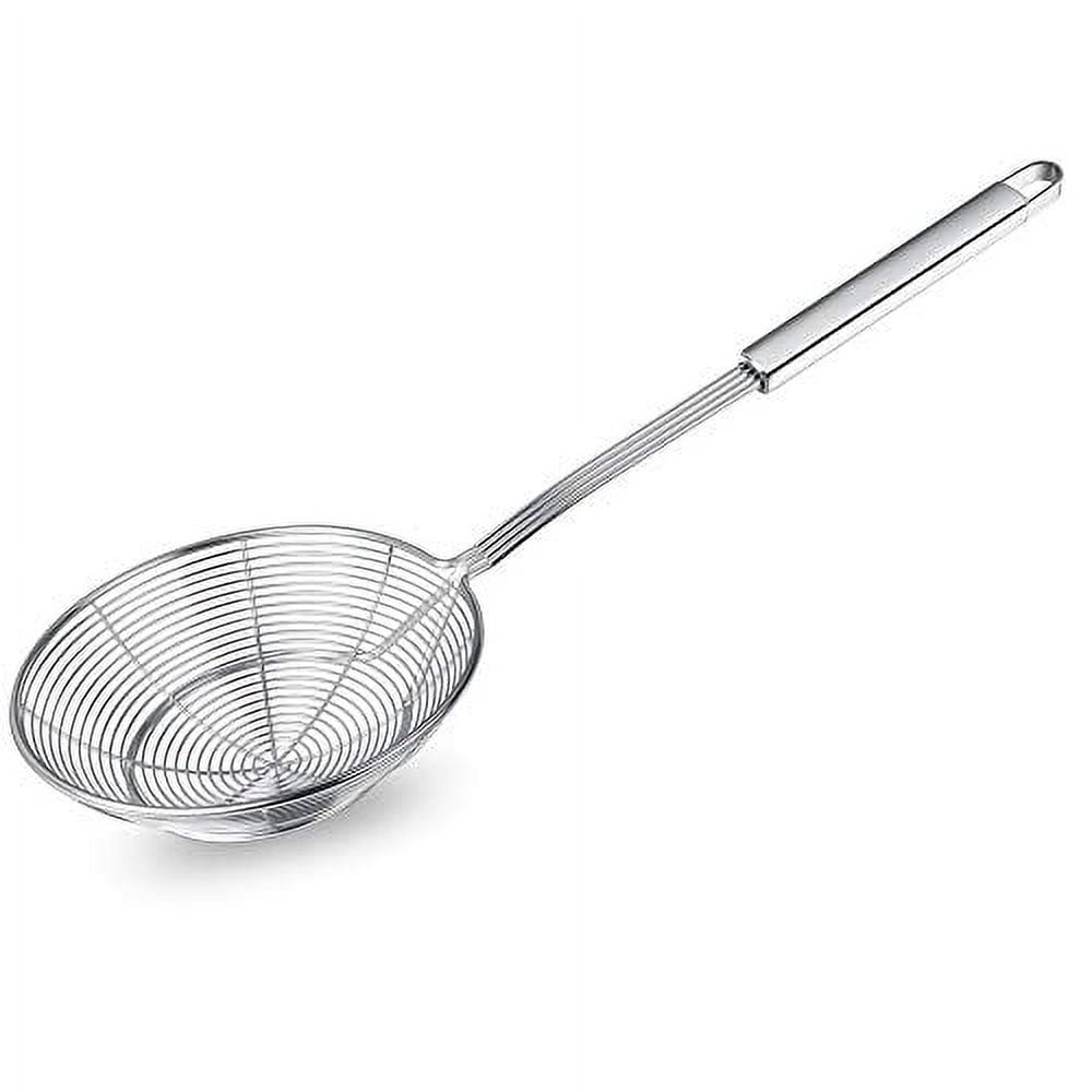 Hiware hiware extra large spider strainer skimmer spoon for frying and  cooking - set of 3 stainless steel wire pasta strainer with l