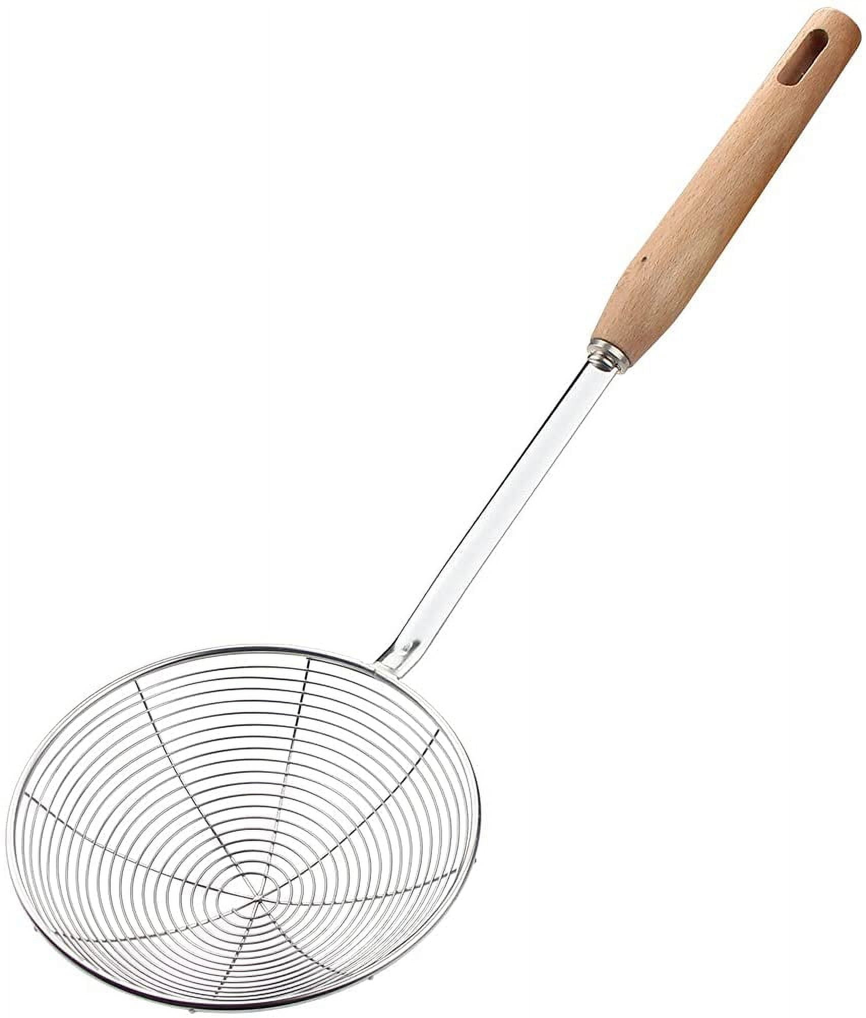 Spider Strainer Skimmer with Wood Handle - 5.5 Inch Fryer Scoop for ...