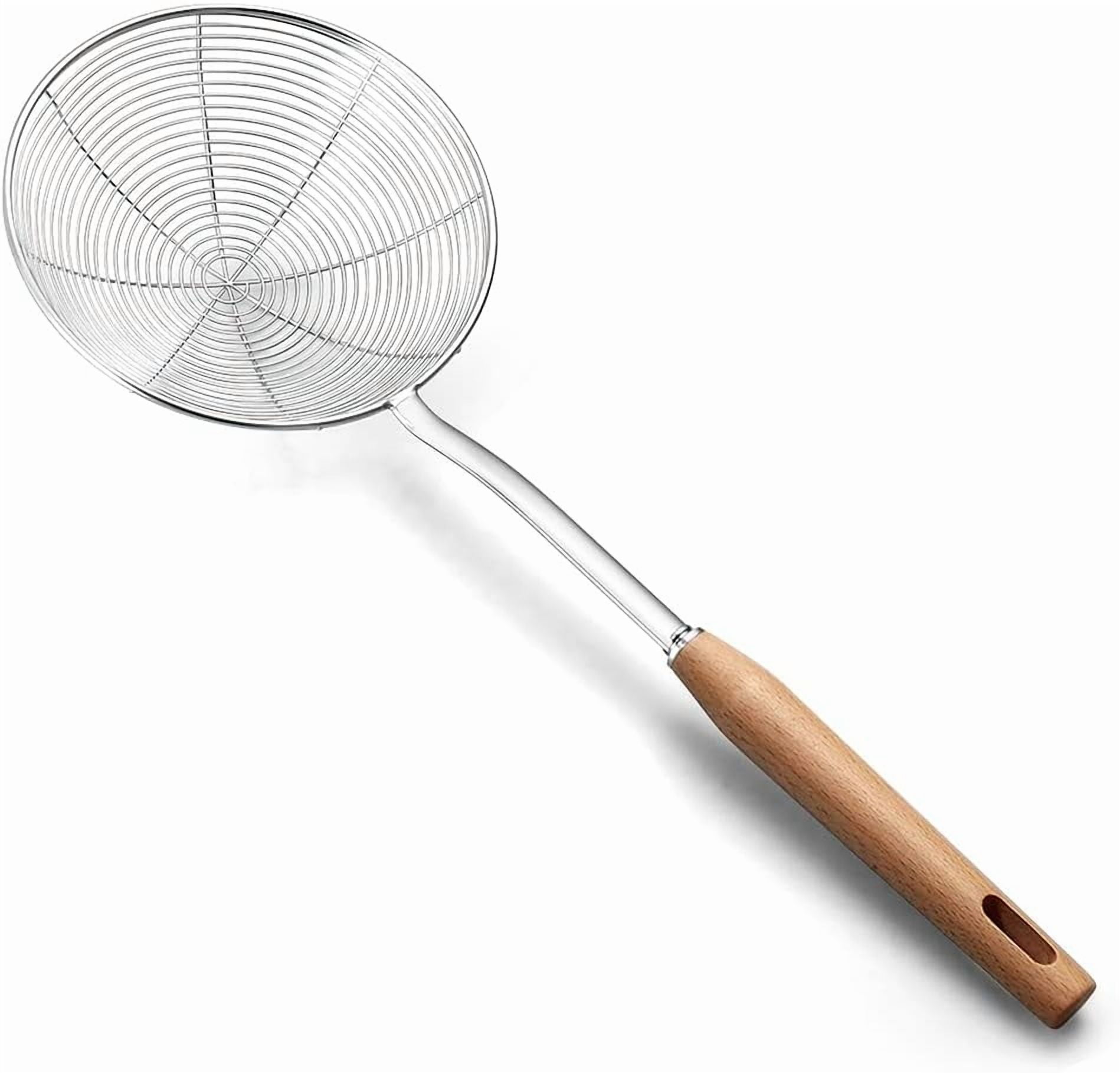 Spider Strainer Skimmer with Wood Handle - Fryer Scoop for Cooking and ...