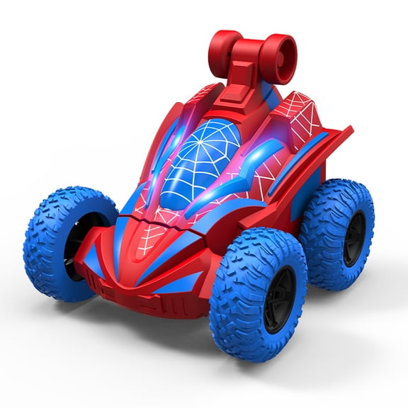 Spider Stunt RC Car, 360 Flip Rotating Remote Control Vehicle with Lights, Battery Operated Trick Crawler, Desk Gadget for Adults