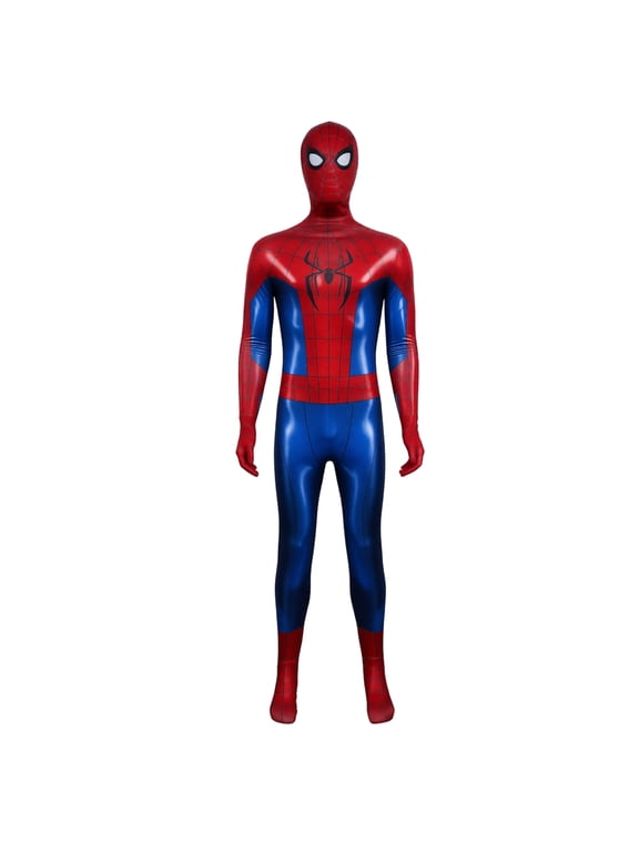 Spider Superhero Brand New Day Cosplay Jumpsuit, Classic Red Blue Full Body Zentai Suit with Mask for Themed Parties for Adults & Men