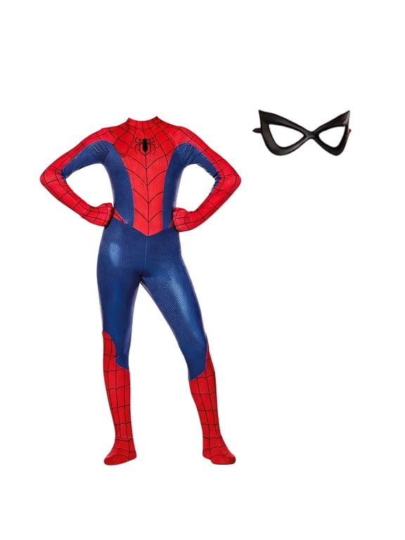 Spider Superhero Costume Spidey Halloween Cosplay Bodysuit Full Body Jumpsuit with Mask for Birthday Party Role Play A015 170