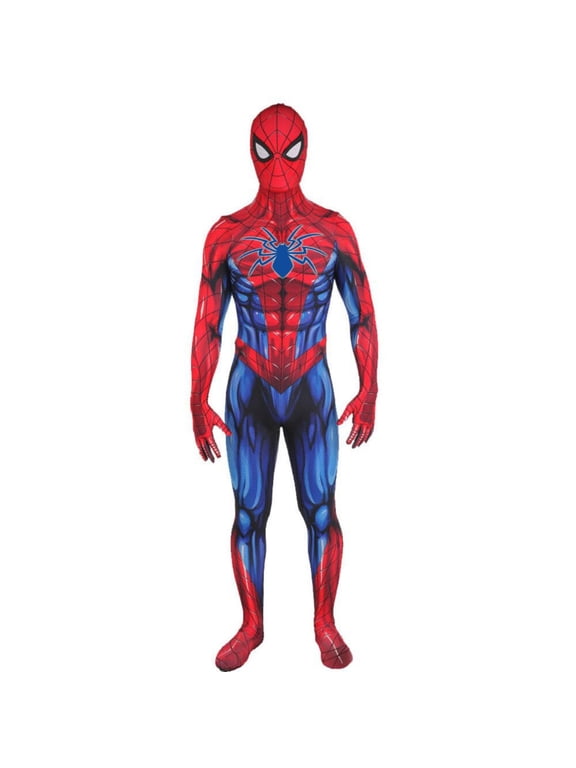 Spider Superhero Costume Spidey Halloween Cosplay Bodysuit Full Body Jumpsuit with Mask for Birthday Party Role Play A167 M