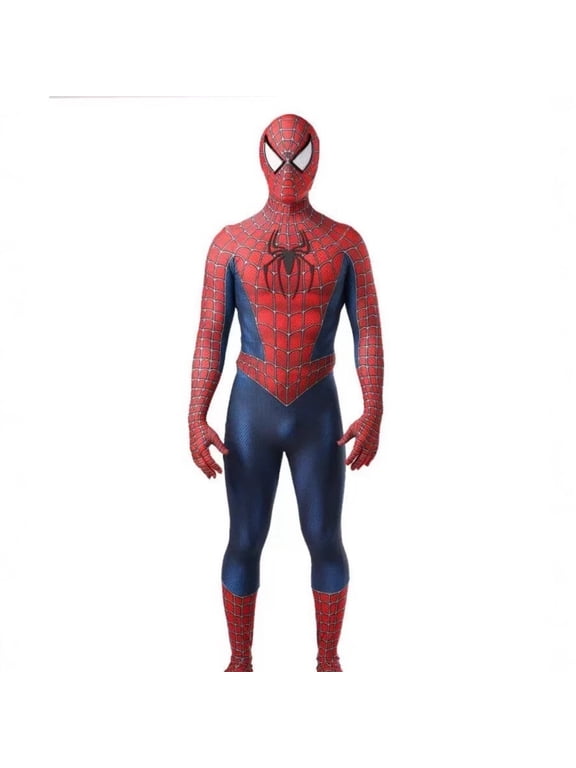 Spider Superhero Costume Spidey Halloween Cosplay Bodysuit Full Body Jumpsuit with Mask for Birthday Party Role Play B301 140