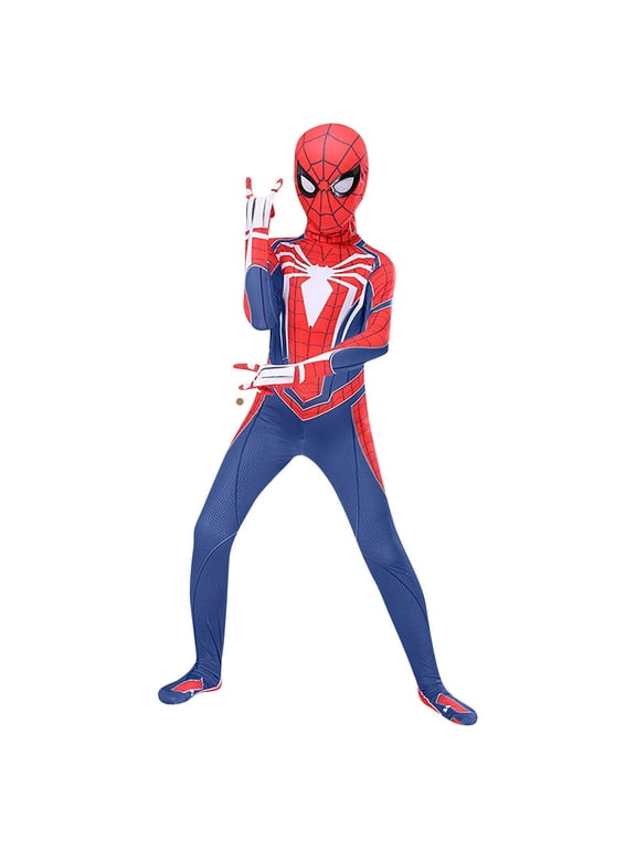 Spider Superhero Fancy Dress Cosplay Costume Sets, Full Body Zentai Jumpsuit for Stage Performance & Birthday Party for Boys
