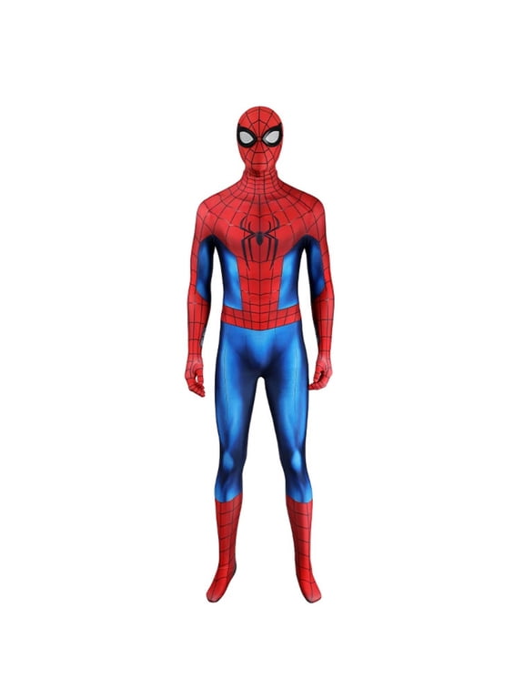 Spider Superhero Full Body Jumpsuit Cosplay Costume, Long Sleeve Zentai Bodysuit with Headwear for Halloween Party Events for Men & Women