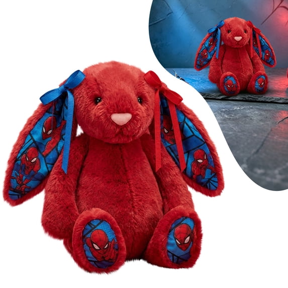 Spider Themed Bunny Plush, Bunny Stuffed Animal, Cute Soft Stuffed Animal Toy, for Collection, Home Decor, Gift Giving, Red