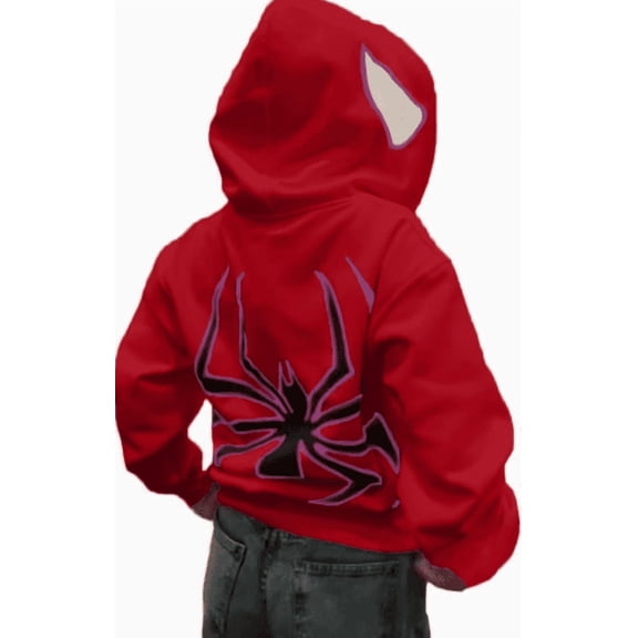 Spider - Themed Zip - Up Hoodie - Cosplay Style Adult Hooded Sweatshirt with Spider Emblem
