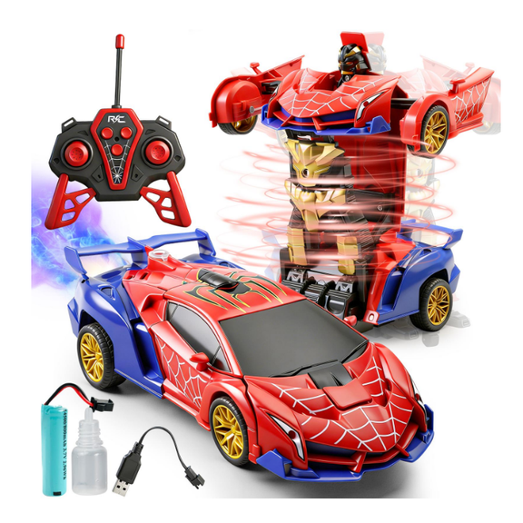 Spider Transform RC Car 2.4GHz Remote Control One Button Deformation 360 Rotation with LED Lights