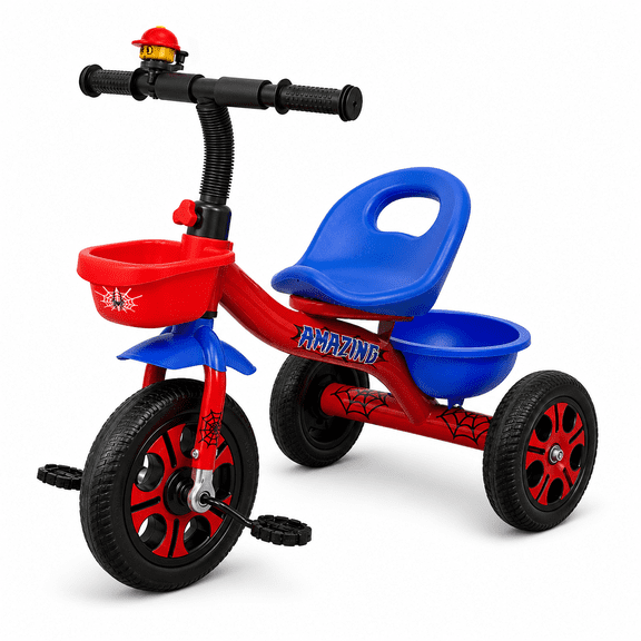 Spider Tricycle for Toddlers 1-3 3-5 Year Olds Kids, Toddler Bike Baby Balance Bike with Adjustable Seat and Big Storage Basket for 1 2 3 4 5 Years Old Boys and Girls