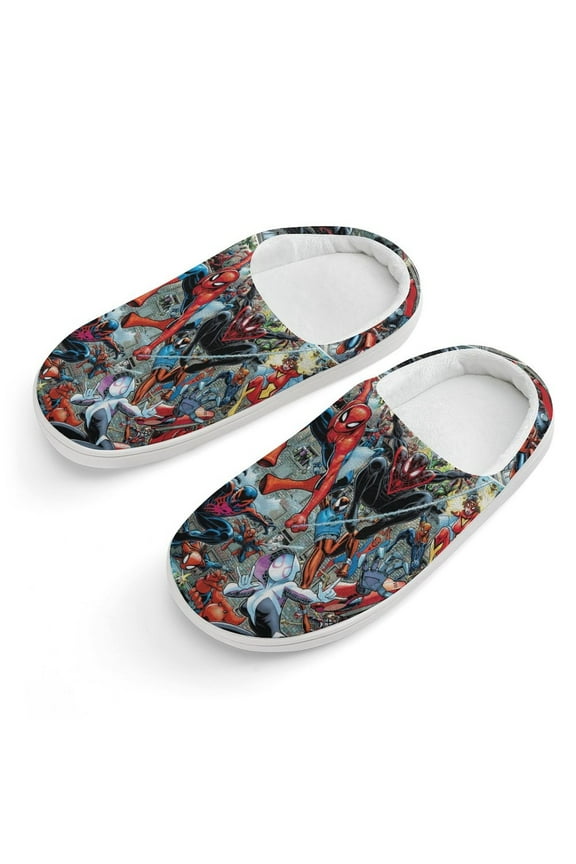 Spider-Verse Slippers for Kids Girls Boys,Soft Plush Cute Slippers Non-Slip Toddler Warm House Slippers Little Kids Cartoon Slippers Indoor Outdoor
